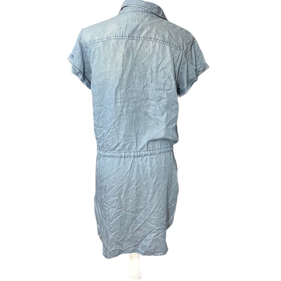 Thread & Supply Women Light Blue Wash Chambray at Knee Dress Sz L Button-Up NWT - Picture 6 of 16